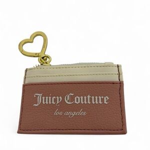 Juicy Couture pink peach cardholder with heart keychain